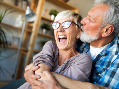 Cheerful happy senior couple enjoying life and spending time together